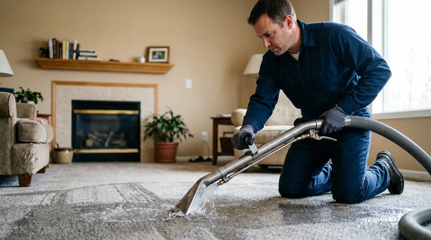 Water damage restoration technician working near Gorham, IL